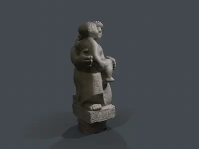 Statue photogrammetry 3D scan Low-poly 3D model