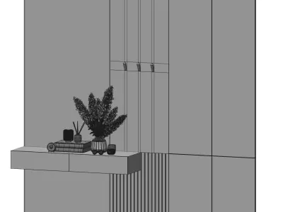 Hallway modern bathroom with walls and wooden panels 3D model