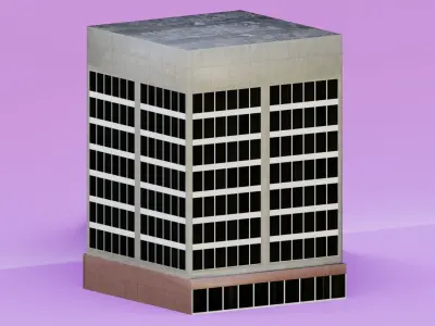 Pack of 4 office building Low-poly 3D model