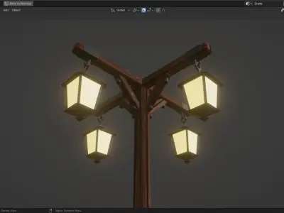 Basic Lamp Post - 4 Sided -  3D model
