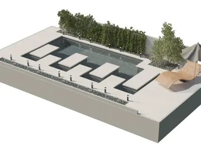 landscaping and pool design 3D model