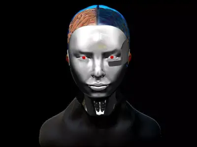 cyborg women portrait  Low-poly 3D model