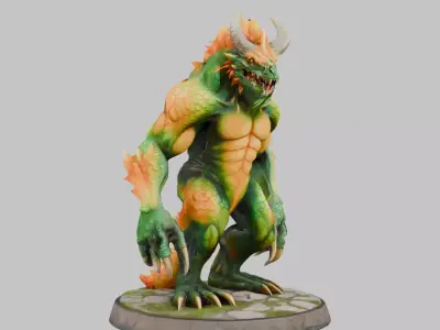 3D Model of a Stone Behemoth Statue Low-poly 3D model