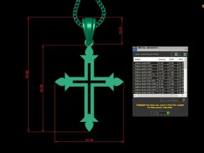 High Cross Pendant Light Gold 18K 4CP021 3D print model