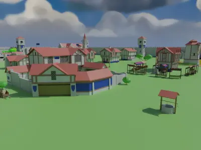 Medieval City Low-poly 3D model