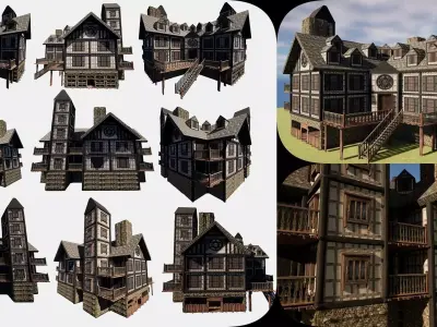 Medieval Fantasy House-Mansion-Manor-Hotel 3D model