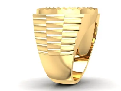 Men Round Signet Ring with Cluster Diamond Setting  2151 3D print model