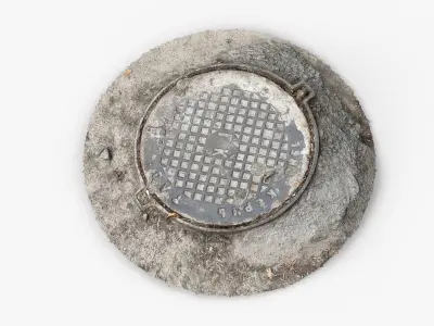 Photorealistic 3D scan of manhole Hatch cover Sewer Manhole Low-poly 3D model 2