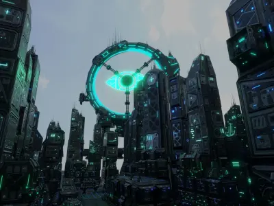 Future Tech Megacity Low-poly 3D model