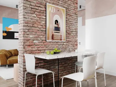 Interior Living room scene Low-poly 3D model