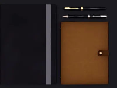 Notebooks and Pens 3D model