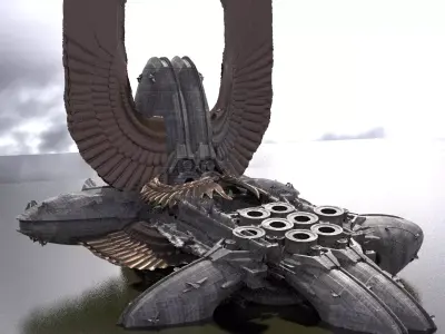 Floating Angel monolith Sci-fi Ship Landed  3D model