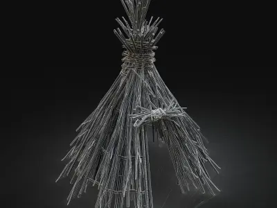 Next Gen AAA Forest Shelter Hut made of sticks Low-poly 3D model