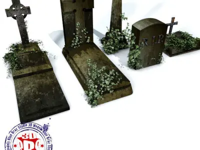 gravestone set of gravestones 3D model