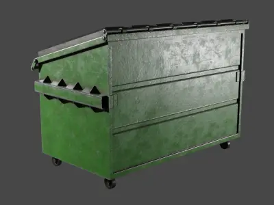 Dumpster trash can on wheels Low-poly 3D model