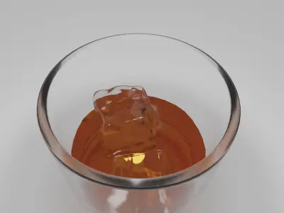 glass with ice and whiskey 3D model