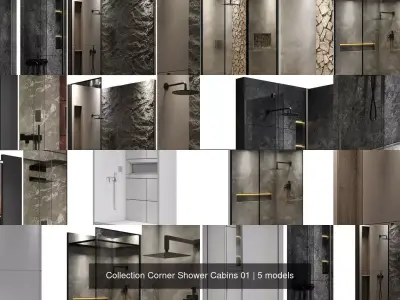 Collection Corner Shower Cabins 01 3D Model Pack