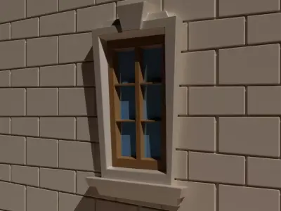Cartoon Window  Low-poly 3D model