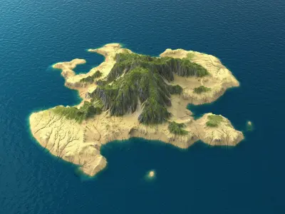 Tropical Island Terrain 4 Low-poly 3D model