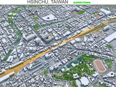 Hsinchu Downtown Taiwan Low-poly 3D model