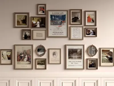 3D model of picture frames on the wall 3D model
