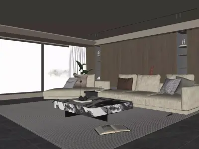 Italian Minimalist Living Room 3D model