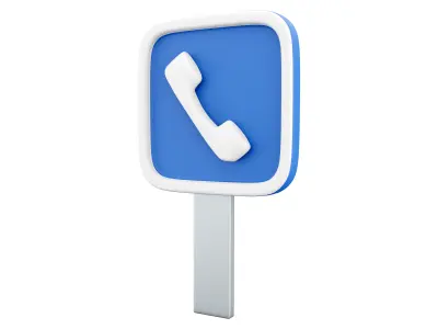 3d telephone road sign cartoon icon 3D model