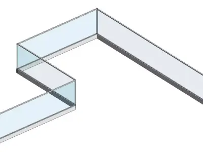 Glass Balustrade Line Based Revit Family 3D model