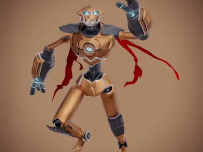 Rigged robot character model 3D model