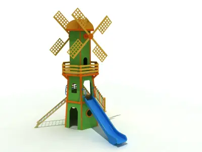  Windmill Wood Kid Playground high Detail 3D model 3D model