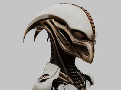 Alien Xenomorph Head Bust Low-poly 3D model