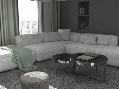 living room Low-poly 3D model 17