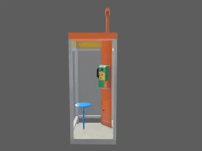 Telephone booth Low-poly 3D model