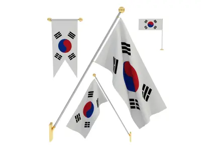 Flags of South Korea 3D model
