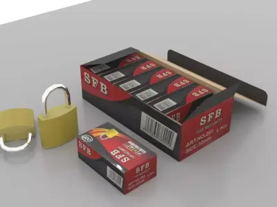 Game Ready Padlock with Retail Packaging Low Poly 3D Model Free low-poly 3D model