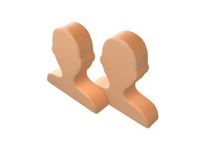 Two People Bust in Silhouette v1 005 Low-poly 3D model