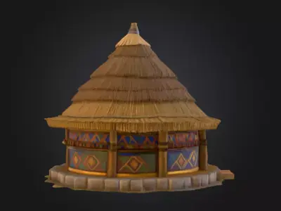 Traditional Circular Hut Low-poly 3D model