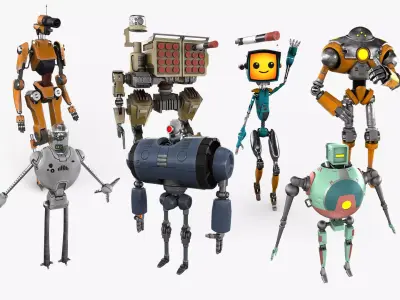 Cartoon Robots 3D Model Pack