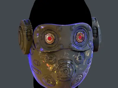 Gas mask helmet scifi Low-poly character art game space  Low-poly 3D model 9