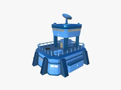 SciFi Facility B03 Blue - Sci Fi Exterior Design Low-poly 3D model