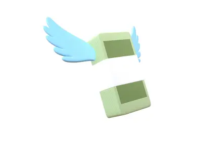Cartoon Money With Wing V1 004 Low-poly 3D model