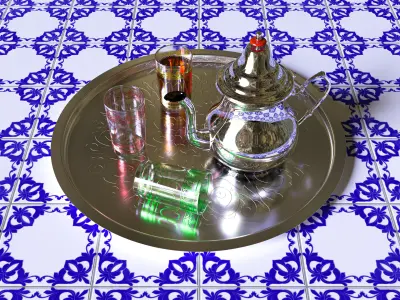 Arabic teapot with table 3D model