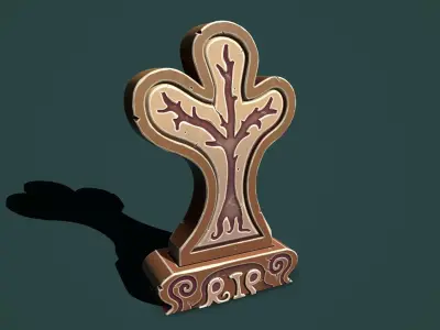Fantasy gravestone tree Low-poly 3D model