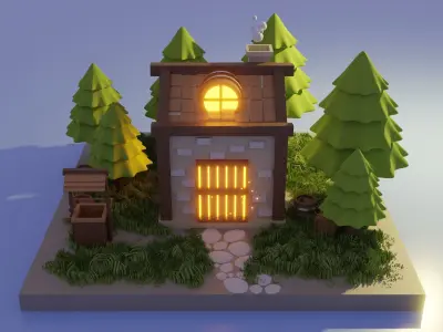 House in the forest low-poly Low-poly 3D model