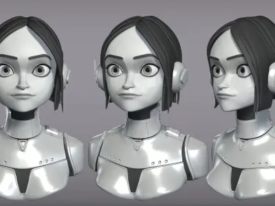 Cartoon female character Lisa base mesh 3D model
