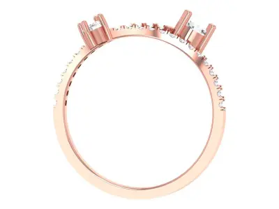 Solitaire Women Light Weight Marquise Round Stone Band Ring 3D print model buy