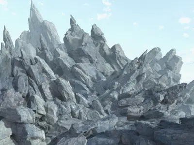 High poly Gray Spiky Modular Rock 230715 3D model