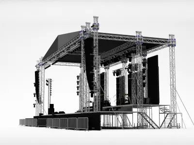 Detailed Equipped Festival Stage 3D model