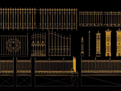 Modular Fence Set Low Poly Game Ready  Low-poly 3D model