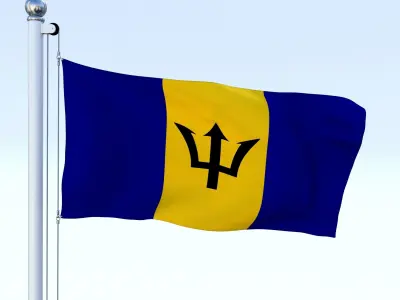 Animated Barbados Flag Low-poly 3D model